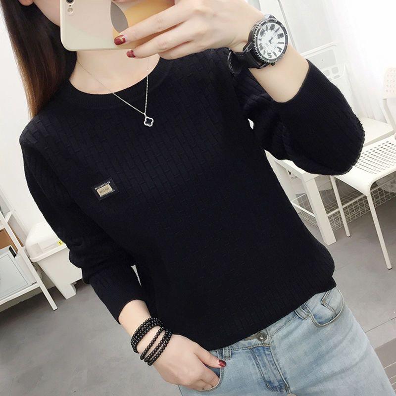 Damen Übergröße Rundhals Strickpullover: Modischer Herbst/Winter Langarm Warmer Pullover