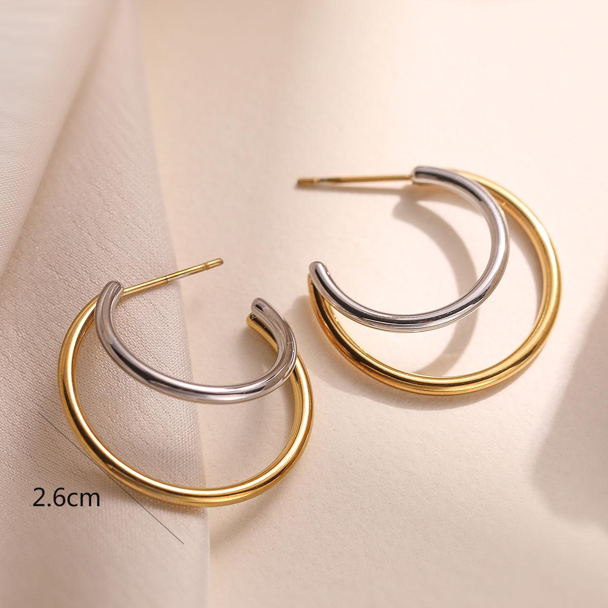 

NEWBUY Non-Fading Jewelry Silver/Gold Color Stainless Steel Hoop Earrings For Women Birthday Gift