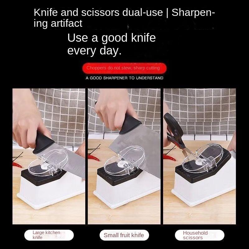 Electric Knife Sharpener, Automatic Blade Grinding, Household Multifunctional Kitchen Knife Sharpener with Fine Grinding Stone