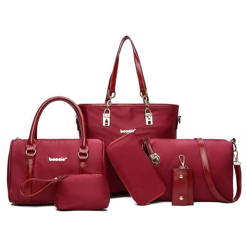 

ew women s , fashionable nylon cloth mother and child bags, six-piece set, portable one-shoulder messenger women s bags