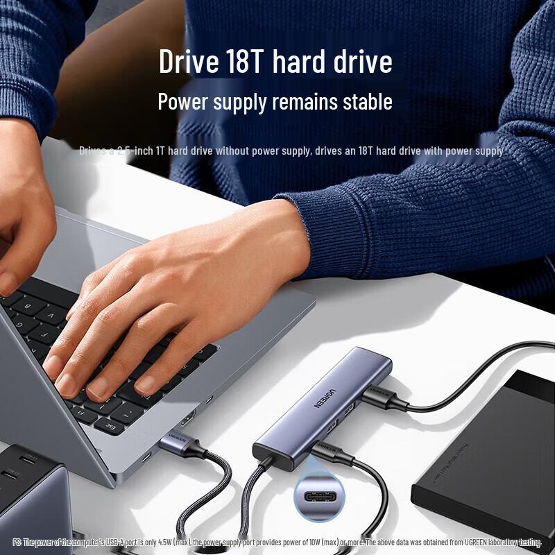 UGREEN CM473 USB 3.0 4-Port Hub with Type-C Power Input