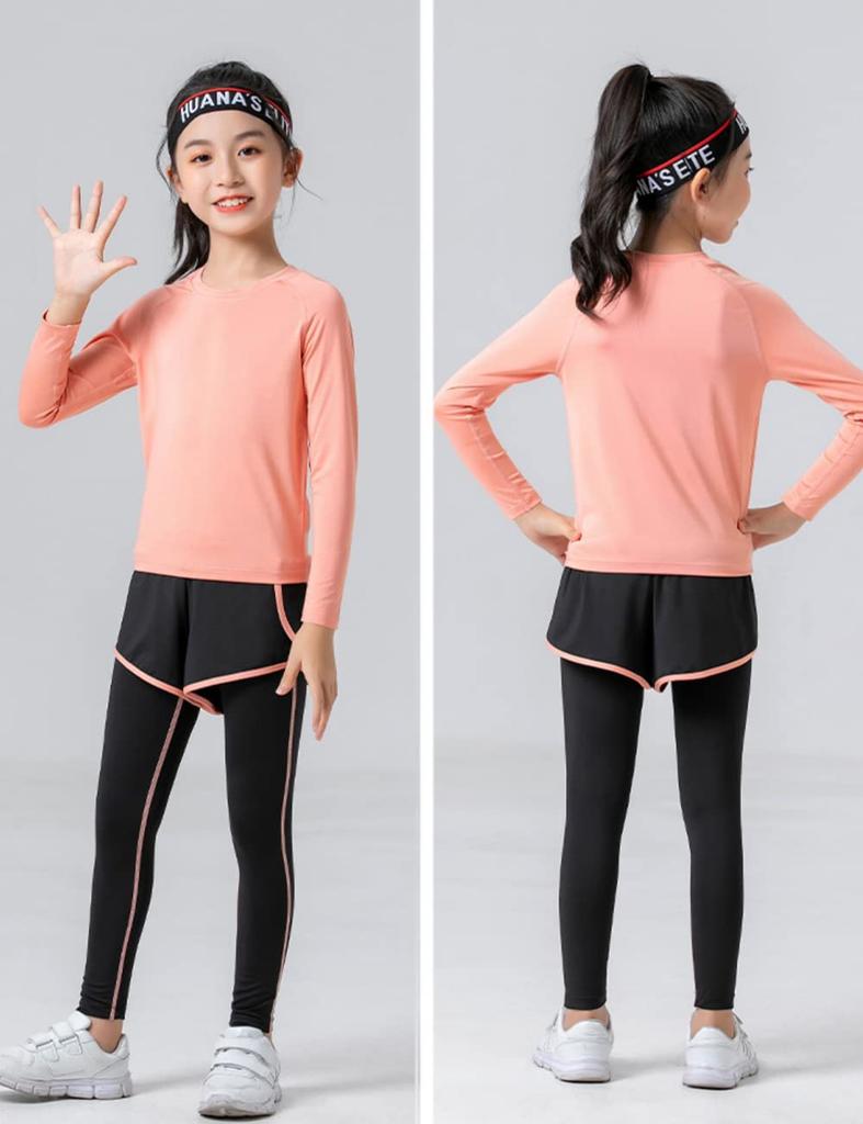 Treningsdresssett for barn for jenter og barn Kortermet barneskole junior yoga trening løping atletisk bord bomull [MIIFIT] Gutter,