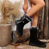 Fleece Shoes, Mid-calf Boots, Wedge Heel Cotton Shoes, Women's Boots, Fleece Cotton Snow Boots