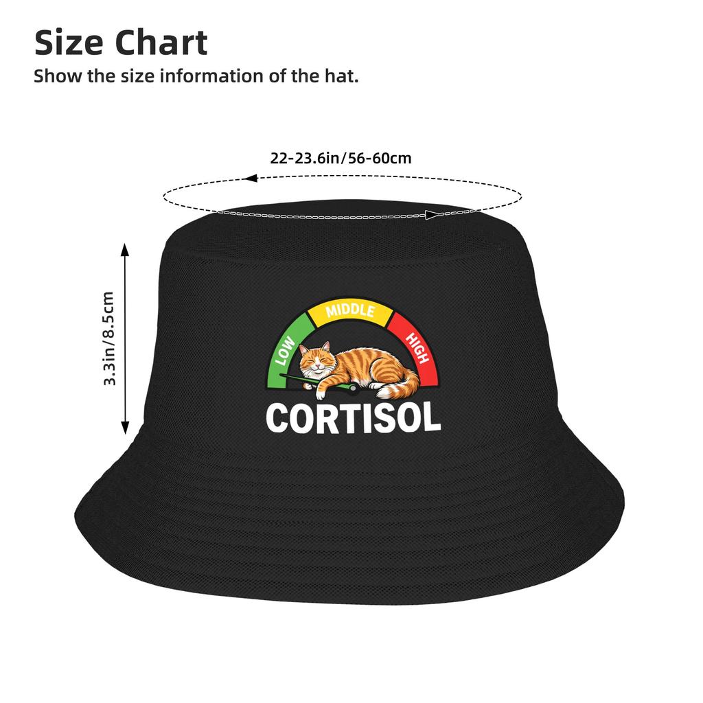 Unisex Low Cortisol Level Cats Meme Bucket Hat  Portable Fisherman Hats Summer Korean Hunting Caps Hawaii Pattern Sun Hat