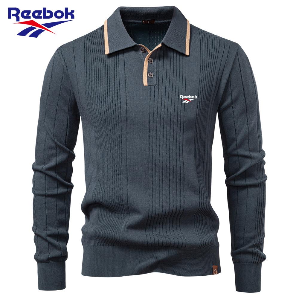 

Reebok 2026 Autumn and Winter Embroidery New European Size Lapel Men s Sweater Polo Half Zipper High-quality Knitted Sweater Men s Clothing XXL