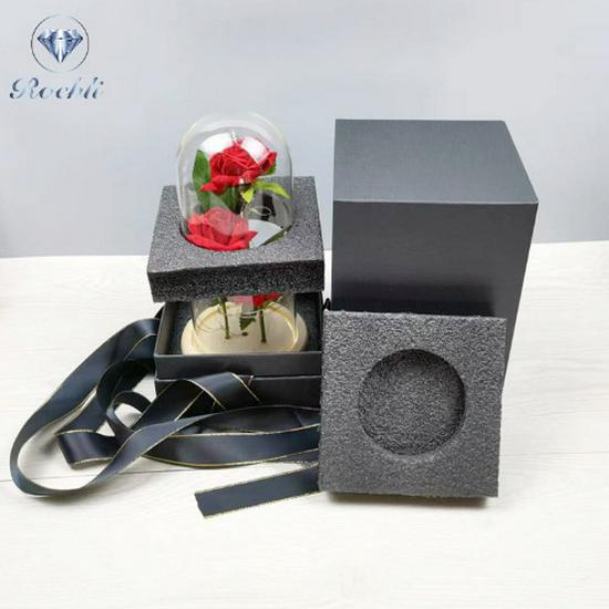 Gold Foil Rose Eternal Flower Glass Cover Gift for Valentine's Day, Christmas, New Year