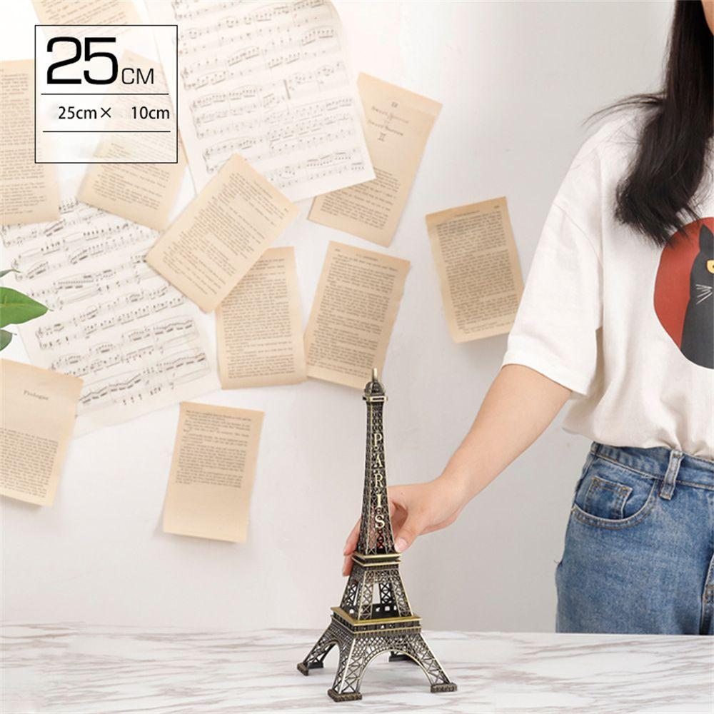 Handicraft Vintage Art Figurine Architectural Ornament Paris Eiffel Tower Model Wrought Iron Craft 25cm