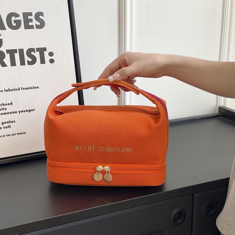 Portable H Canvas Bag: Large Capacity, Waterproof, Dustproof; Ideal for Lunch, Cosmetics, and Toiletries