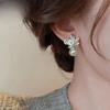 New Exquisite Wind Super Flash Zircon Flower Pearl Stud Earrings Women's Fashion Light Luxury Sweet Cute Temperament Versatile Earrings
