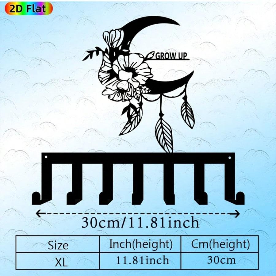 

Moon Flower Key Hanger 7 Hook Iron Wall Decor for Entryway Corridor Nature Themed Holiday Gift