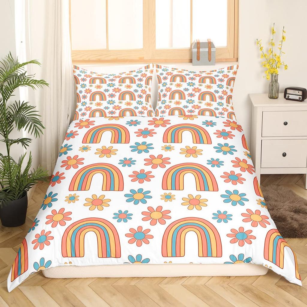 Pastellrosa Hibiskusblüten Bettwäscheset Romantische Blüten Bettbezug Althea Floral Steppdeckenbezug Blau Polyester Steppdeckenbezug