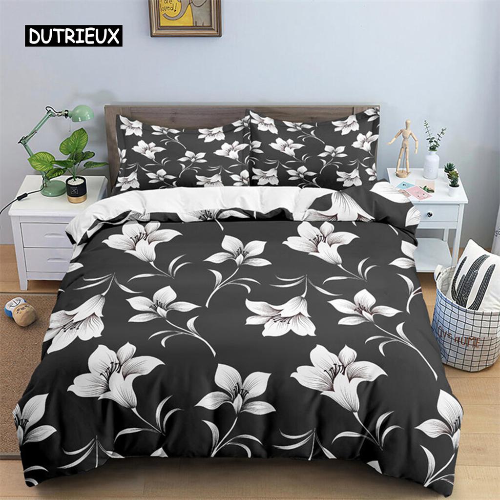 Bohemian 3D Floral Leaves Duvet Cover Microfiber Abstract Geometric Pattern Bedding Set King Full Queen For Boy Teen Adult Decor
