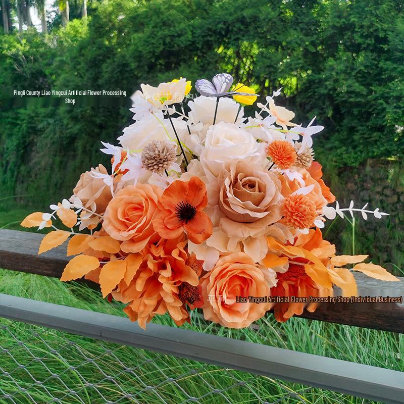Autumn Color Artificial Flower Ball for Wedding and Event Decorations