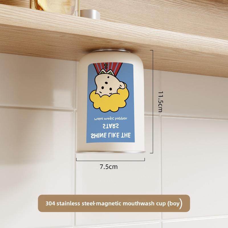 304 Stainless Steel Parent-child Mouthwash Cup, Magnetic Mouthwash Cup, Wall-mounted Desktop Toothbrush Cup