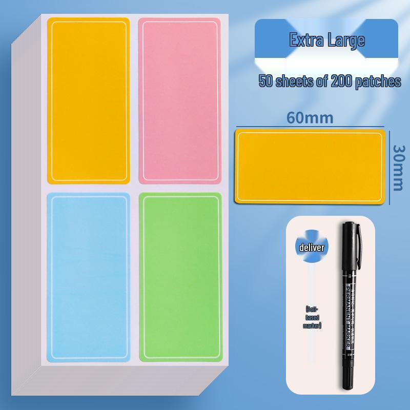 Waterproof Self-Adhesive Name Labels and Colorful Sticky Notes