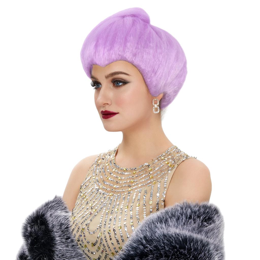Parrucca Fata Madrina Fantasy REEWES per Donna, Accessorio Cosplay, Cappuccio Traspirante Senza Cuciture, Fibra Sintetica Ignifuga, Viola