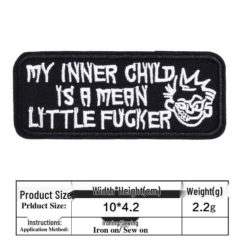 Vtipné černobílé vyšívané anglické písmenkové nášivky na oblečení