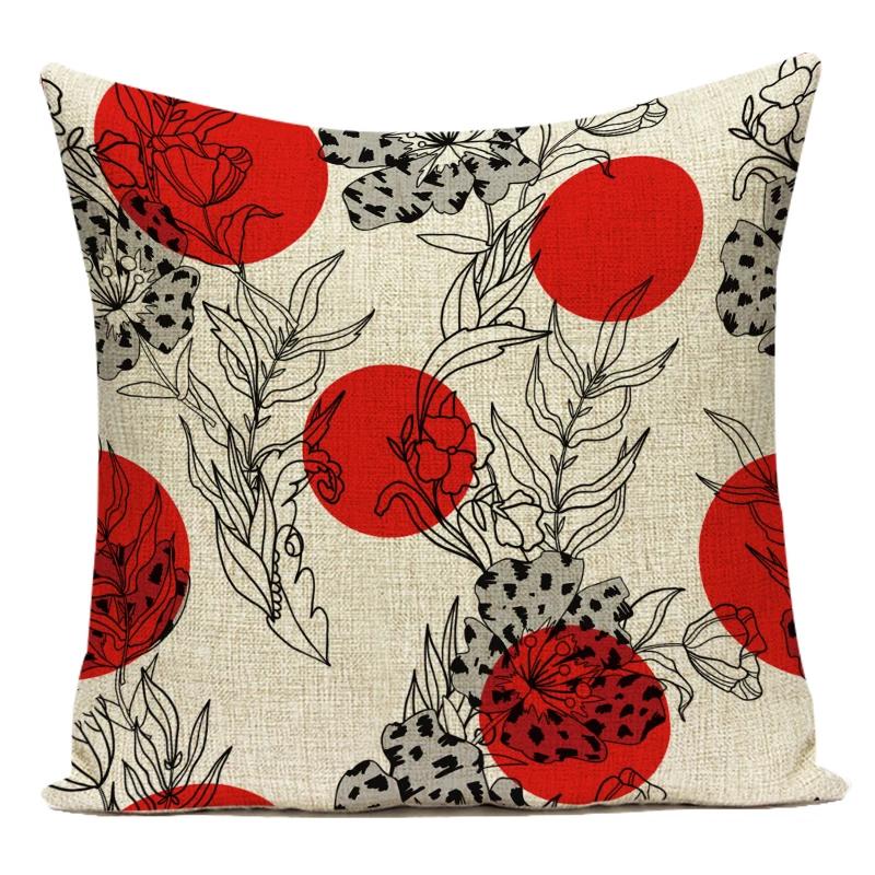 Decorative Throw Pillows Case Floral White Red Pink Flower Polyester Pillow Cushion Cover For Sofa Home Living Room Decor