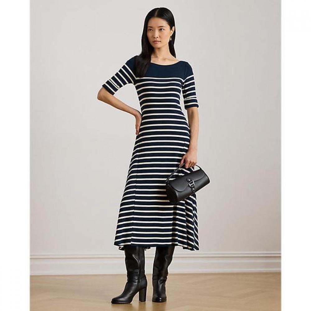 Lauren Ralph Lauren Stripe Knit Midi Dress Wmlrdrss5020067410 XS