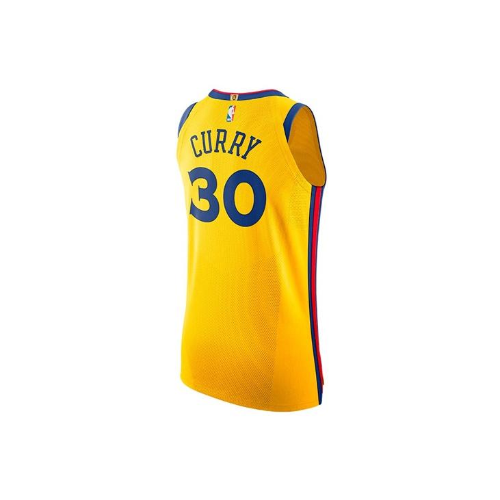 Nike NBA City Edition Connected Jersey Stephen Curry #30 Golden State Warriors Straight-Cut Basketball Vest Men Tops Yellow AH6052-728