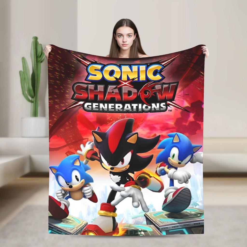 The Hedgehog Shadow Blankets Fleece Summer Air Conditioning Game Breathable Super Soft Throw Blankets for Bed Office Bedspread