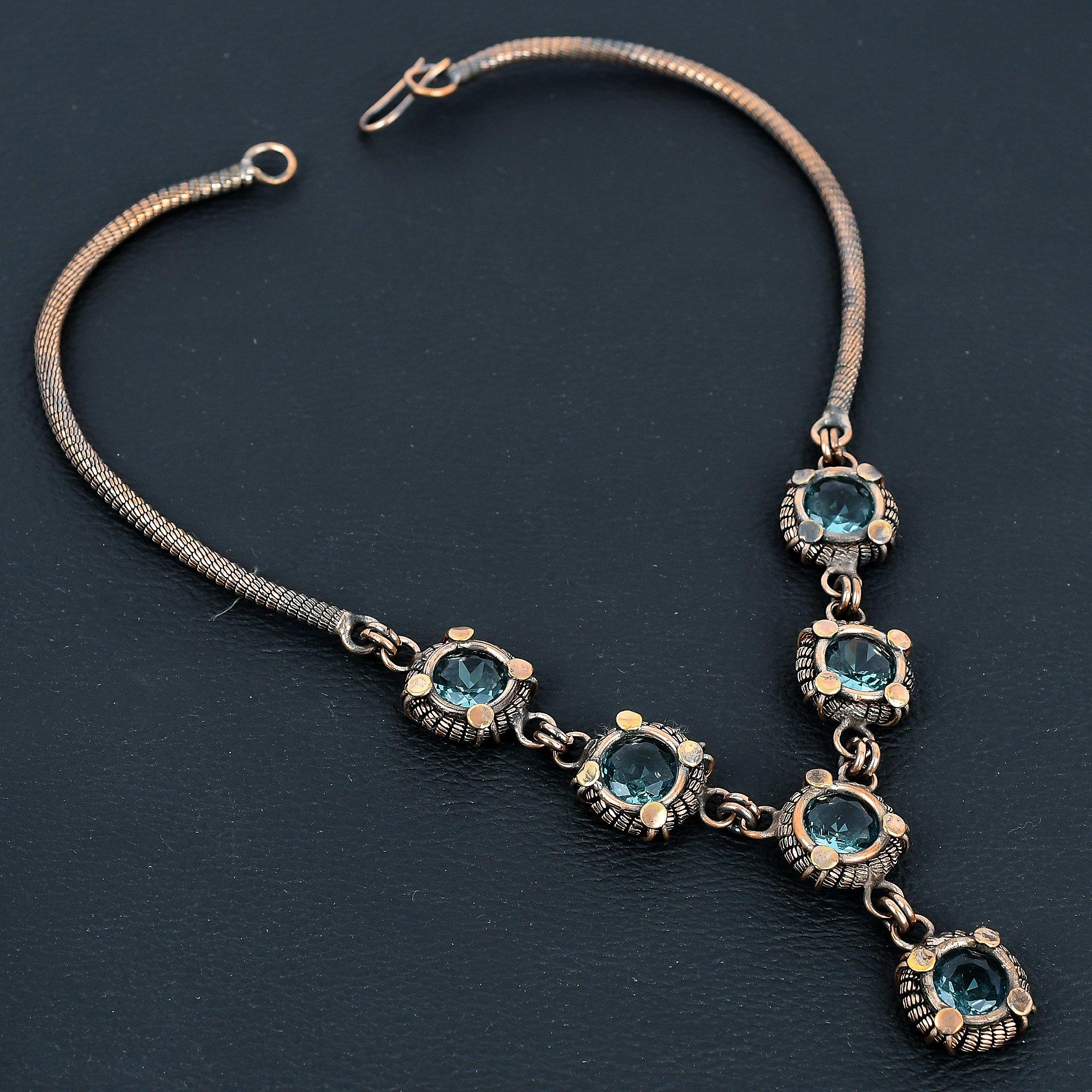 

Ожерелье Аквамарин Ручная работа Ювелирные изделия, Ожерелье, обернутое медной проволокой 999 пробы, Дизайнерские ювелирные изделия с драгоценными камнями, Ожерелье с регулируемой цепочкой, Подарок для мамы