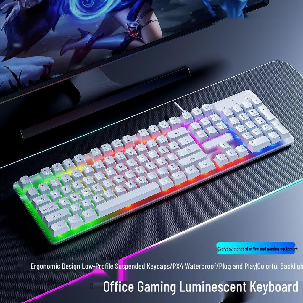 Wired Silent Mechanical Feel Keyboard & Mouse Set for Computers & Gaming - Three-Piece Kit