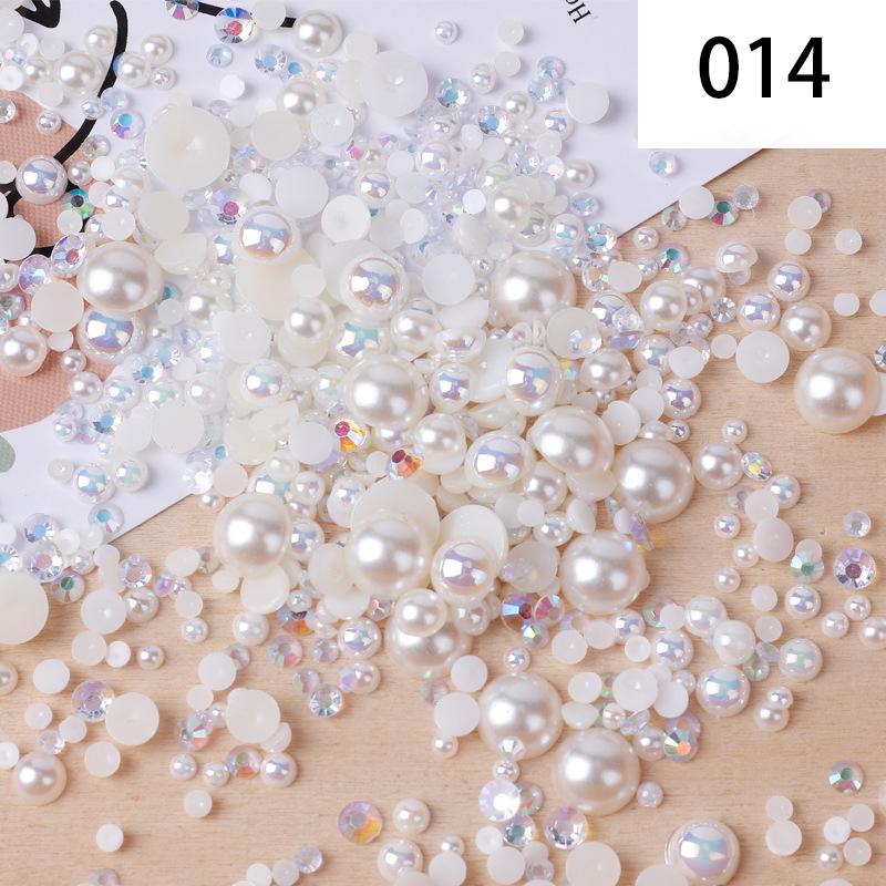 Yantuo 1000g Mixed Packaging Flat Back Pearls Resin Rhinestone Jelly Rhinestones Bulk Abs Loose Pearl for DIY Decoration