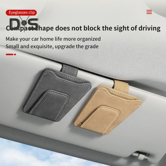 Porta Occhiali Auto Magnetico In Pelle – Clip Visiera Universale Per Occhiali Da Sole (Nero)