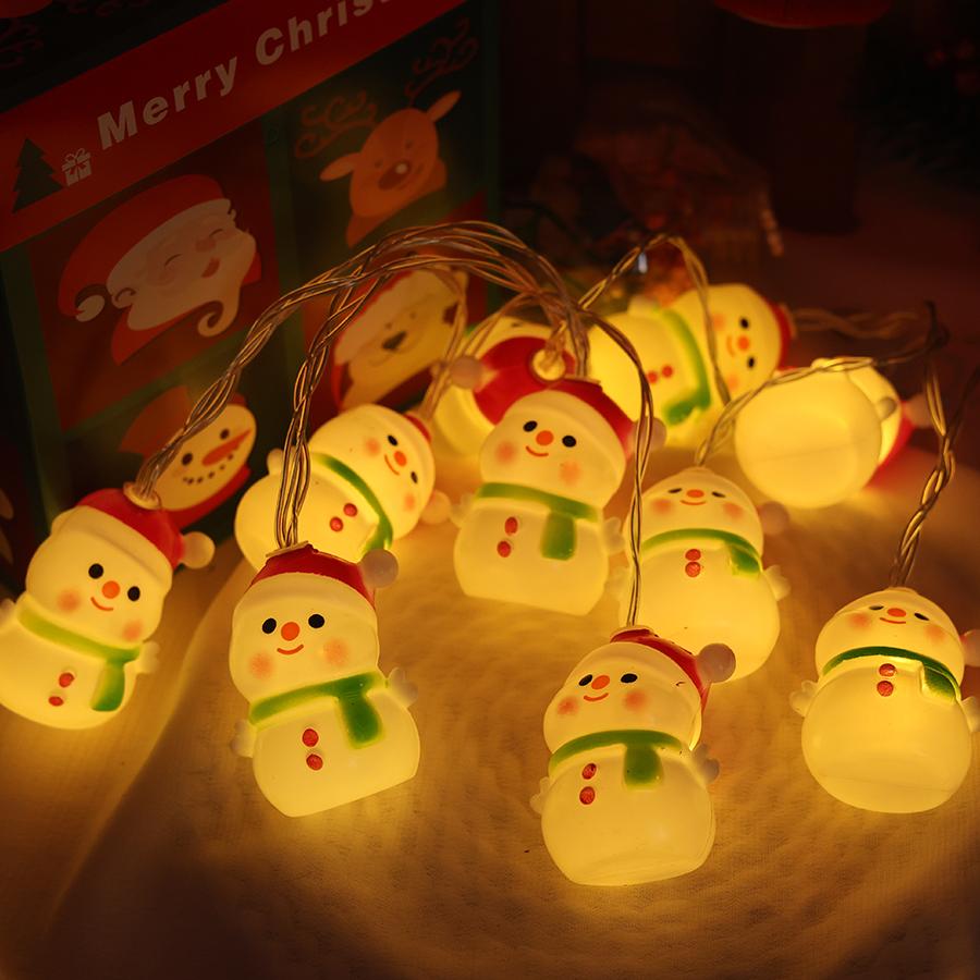

Christmas Light String LED Outdoor Christmas Tree Decoration Arrangement Christmas Snowman Atmosphere Colorful Light String Green Scarf Snowman&1.5m 10led-battery