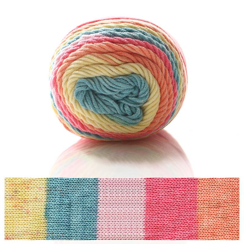 2 Pcs Rainbow Cotton Yarn Segment Dyeing 100g/Ball 5 Strands Of Thick Wool Line DIY Knitting Crochet Sweater Scarf Blanket