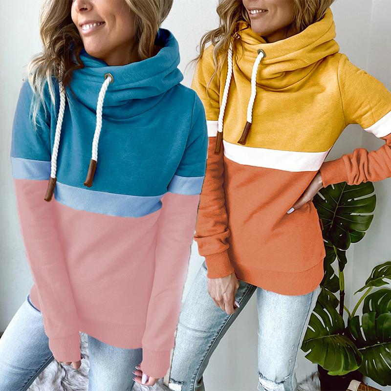 Women Hoodies Color  Match Oversized Harajuku  Sweatshirts Female Long Sleeve Hooded Streetwear Casual Top