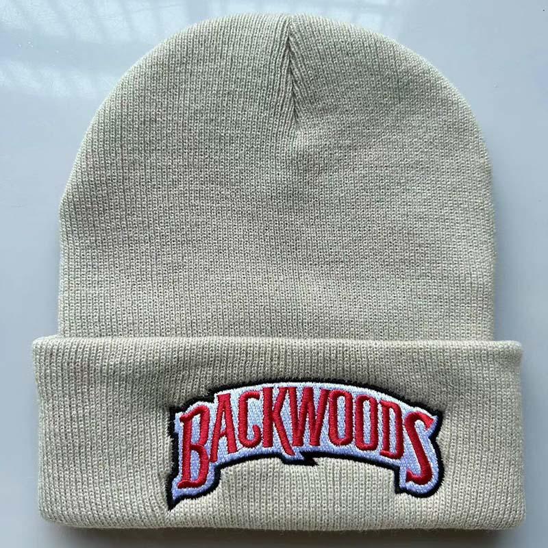 

Autumn and winter letters for men and women BACKWOODS Warm knitted hat with embroidery for students, pullover hat Adjustable бежевий