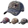 Vintage Washed Distressed Cap for Men Women, Spring Autumn Shark Embroidery Adjustable Baseball Hat