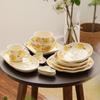 Nordisk Stil Gul Blommig Keramisk Servis Set