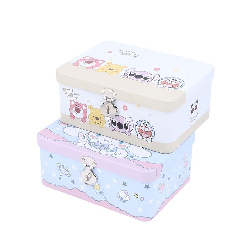 1Pc Lockable Storage Box Desktop Home Use Tinplate Can Money Box For Kids Waterproof Portable Secret Safe Box