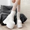 Fashion Botas Mujer Plataforma Winter Womens Boots Punk Style White Wedge 21CM Super High Heel Boots Lace Up Wedge Platform Boots