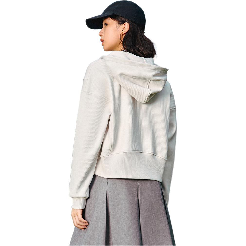 Anta Training Series Solid Color Simple Hooded Comfortable Fleece Warm Fashion Cardigan Sweatshirt Women Sweatshirt 162547707N-1