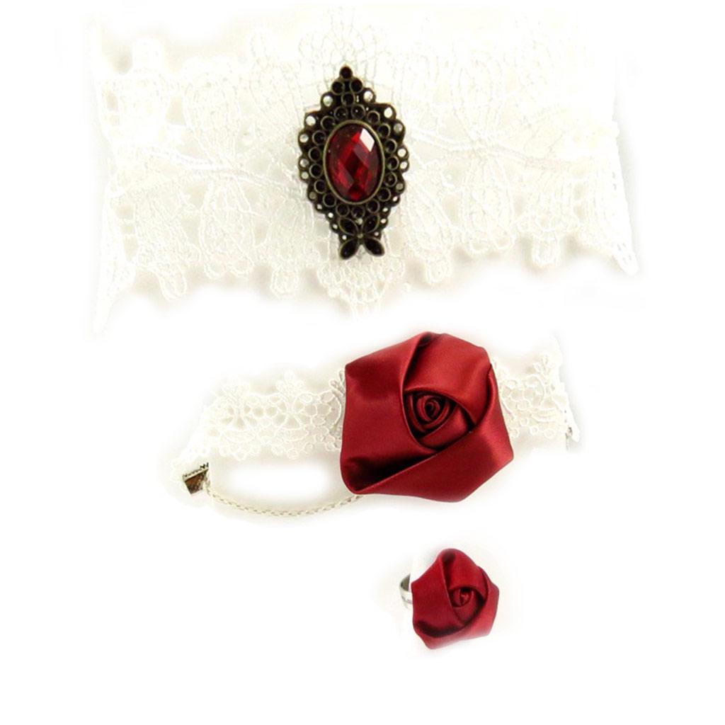 Les Trésors De Lily [K6567] - Designer 'Courtisanes' Set Ivory Red (lace)