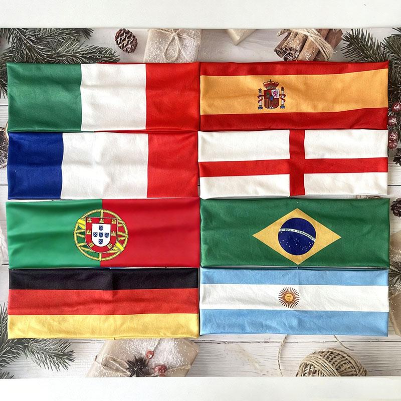 4PCS National Flag Soccer Fan Headband Hair Accessories Elastic Cheer Hairband Country Flag Headband for Fans Sports Event
