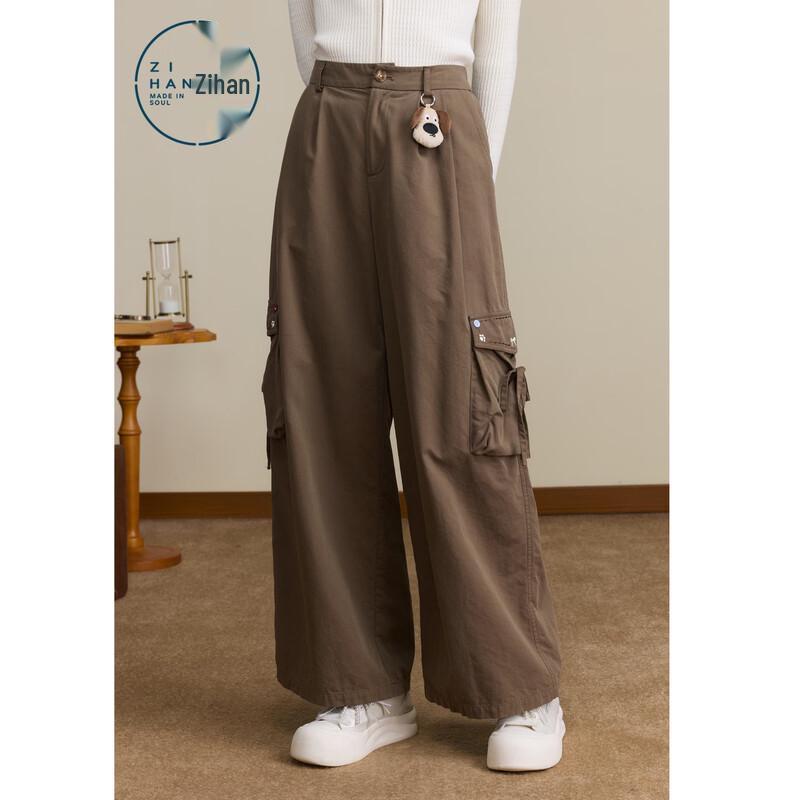 ZIHAN Women s Wide-Leg Lyocell Cargo Pants M