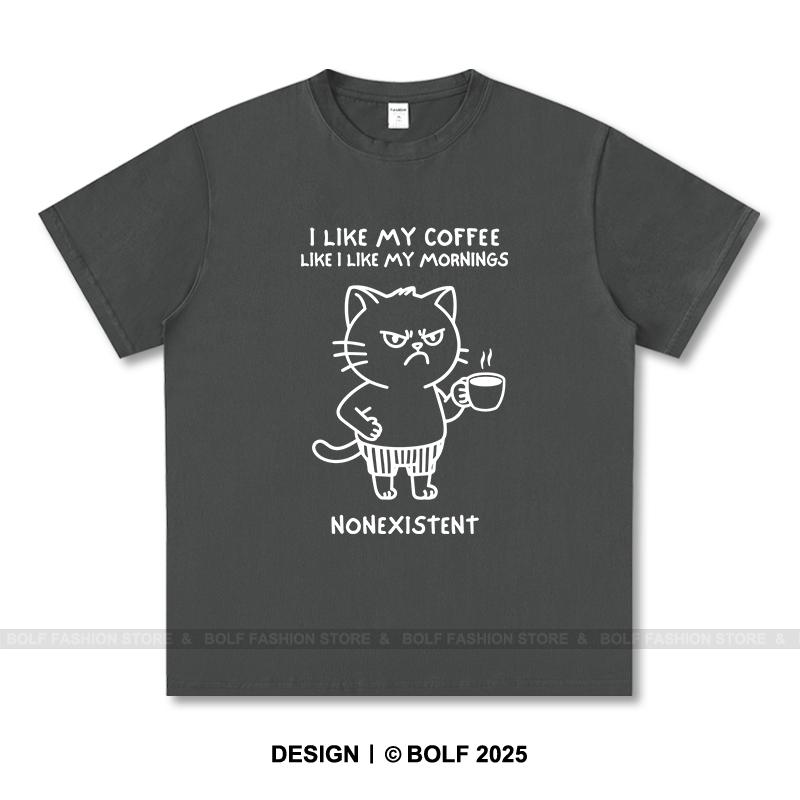 Women's I Like My Coffee Printed T-Shirt 100% Cotton Oversized Barista Graphic Tees for Men Summer Tops Brew Streetwear