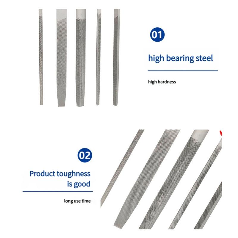 5Pcs High Hardness Steel Fine File Sharpening 6/8/10/12Inch Flat Files Grinding Straightening Polishing File Replacement