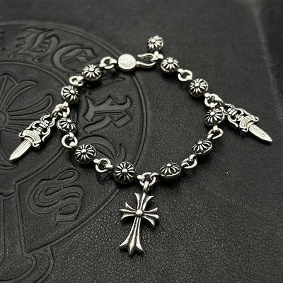Neues Retro Kreuz Blume Kugel Armband Mit Schwert Schwert Kreuz Regal Anhänger Hip-Hop Persönlichkeit Dominant Handdekoration