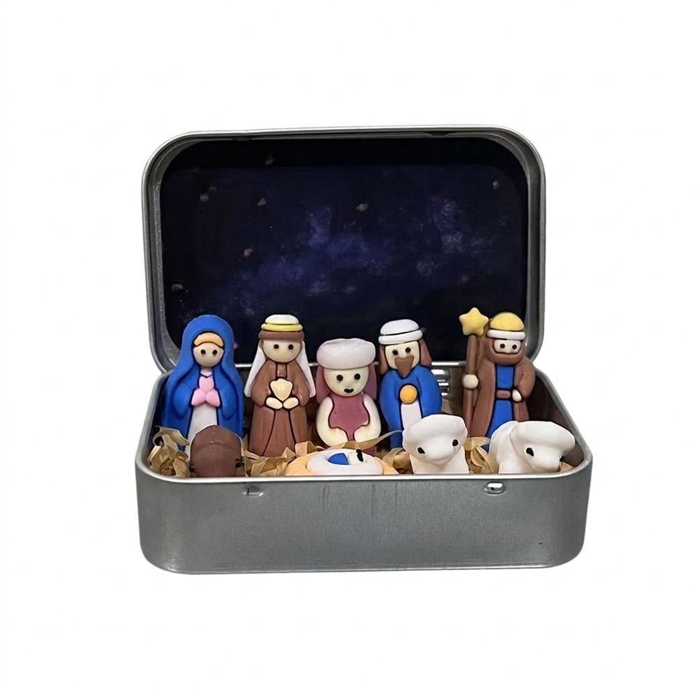 Shepherd Animal Mini Christmas Nativity Set Hand Painted Xmas Manger Ornaments Table Decor