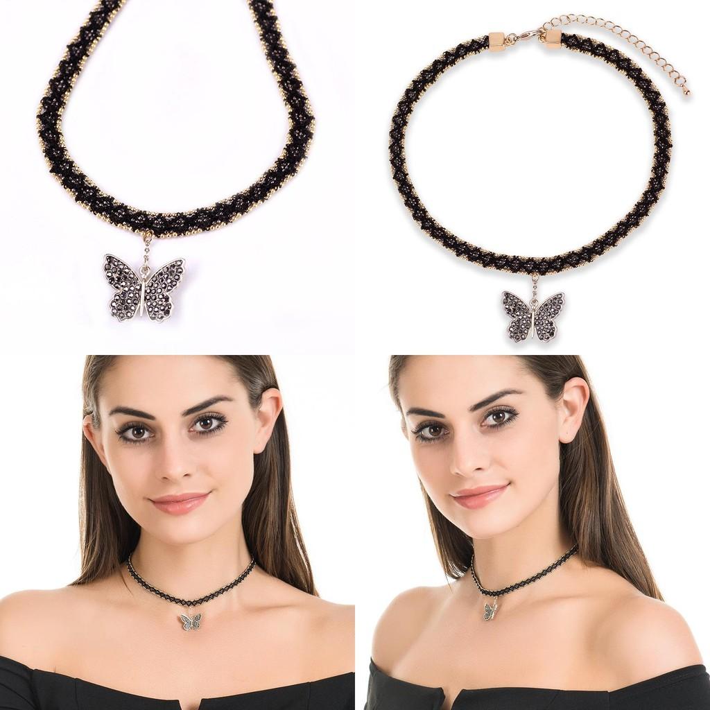 Elegant Korean Style Butterfly Choker Necklace With Lace Design For Women