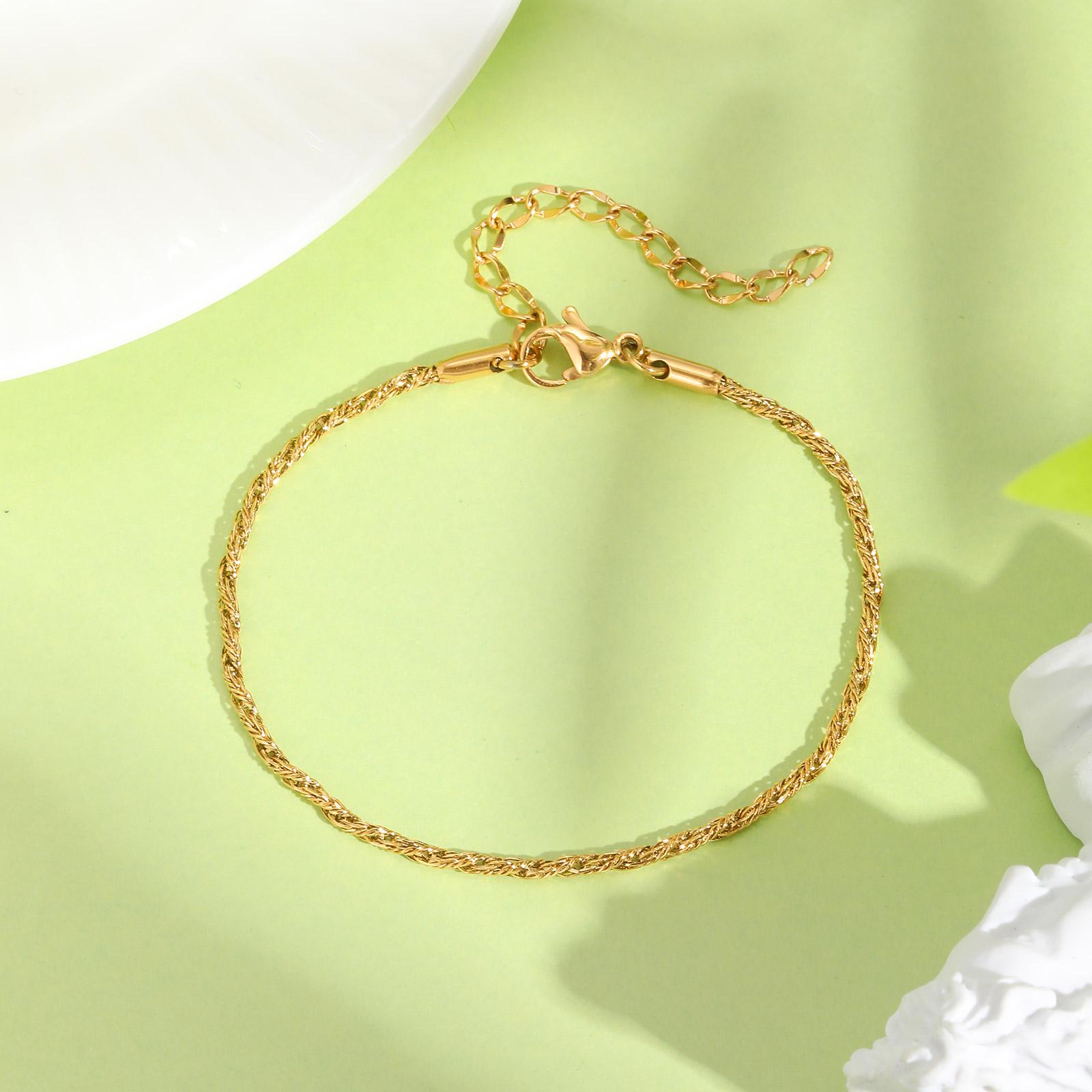 

Women s Stainless Steel Braided Twisted Bracelet, Waterproof Rope Link Chain Bracelets,Trendy Jewelry Mother s Day Gift