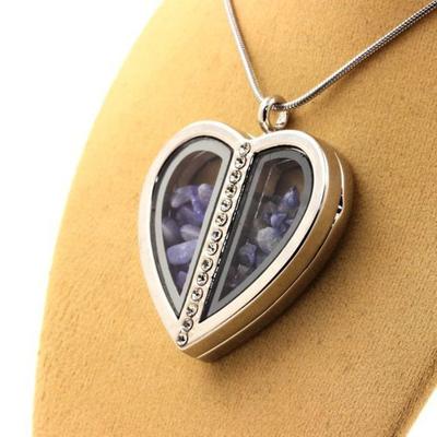 Stones and Minerals. Raw Tanzanite + Benitoite Necklace. Heart Model.
