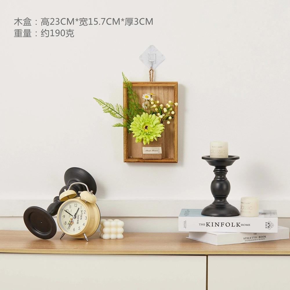 Retro Wall Decoration Pendant Wall Mounted Wooden Flower Box Simulated Flower Pendant Wall Accents Decoration Crafts