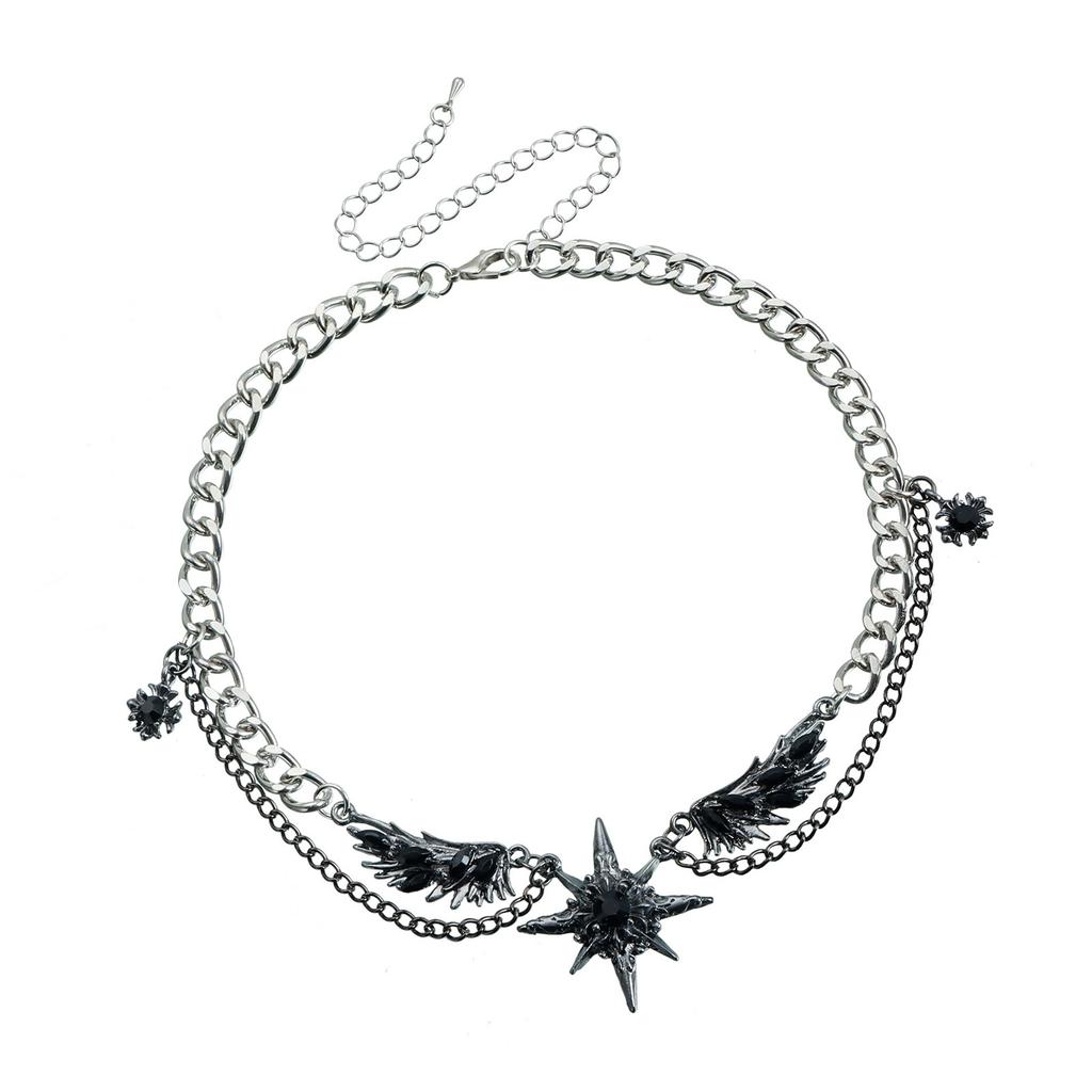 Star Wing Necklace With Sparkling Alloy Accent Comfortable Unisex Neck Jewelry For Casual or Formal Event